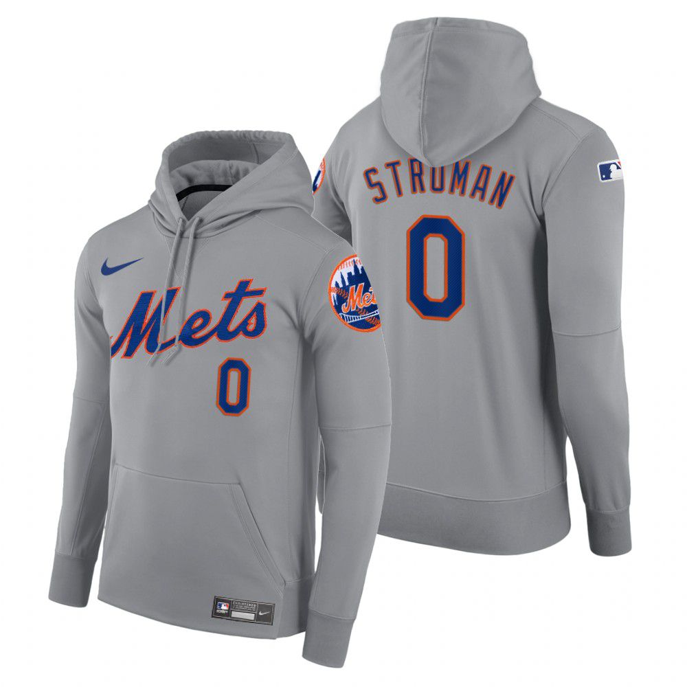 Men New York Mets #0 Stroman gray road hoodie 2021 MLB Nike Jerseys